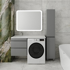 Style Line Тумба с раковиной под стиральную машину Даллас 115 L Люкс Plus подвесная серая – фотография-7